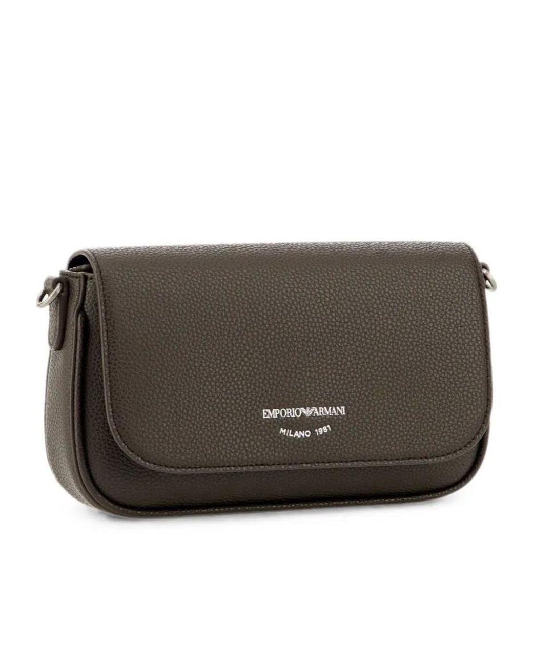 Emporio Armani Black Logo-Print Pebbled-Effect Crossbody Bag