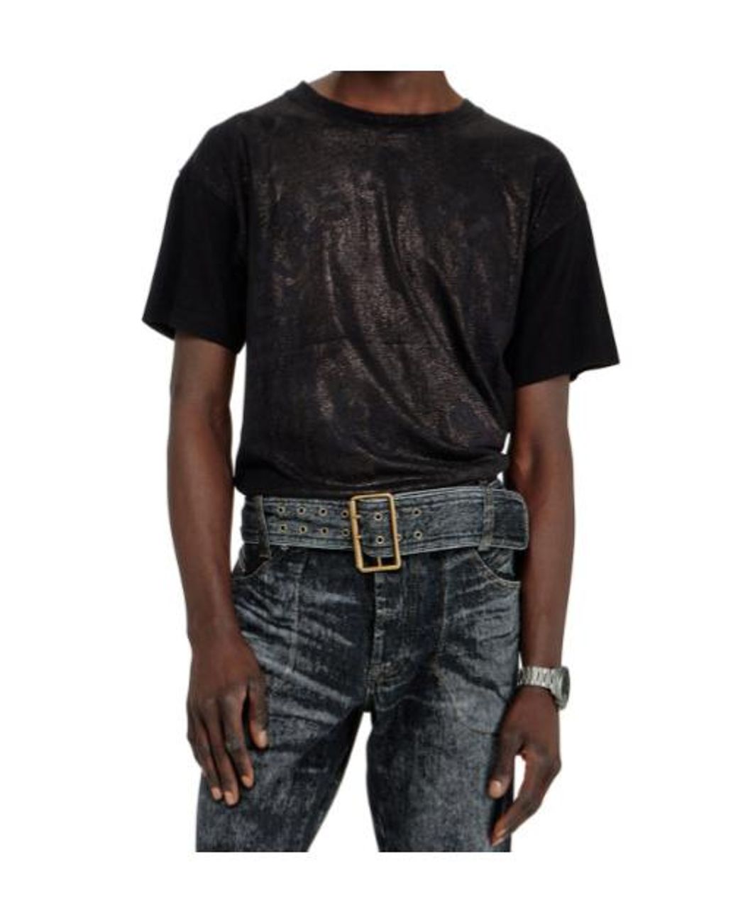 DIESEL Black T-Norm Aa 2 Foil Print T-Shirt for men