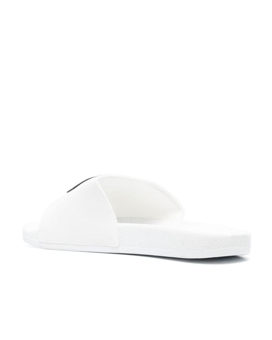 Versace Jeans White Logo-Print Flat Slides for men