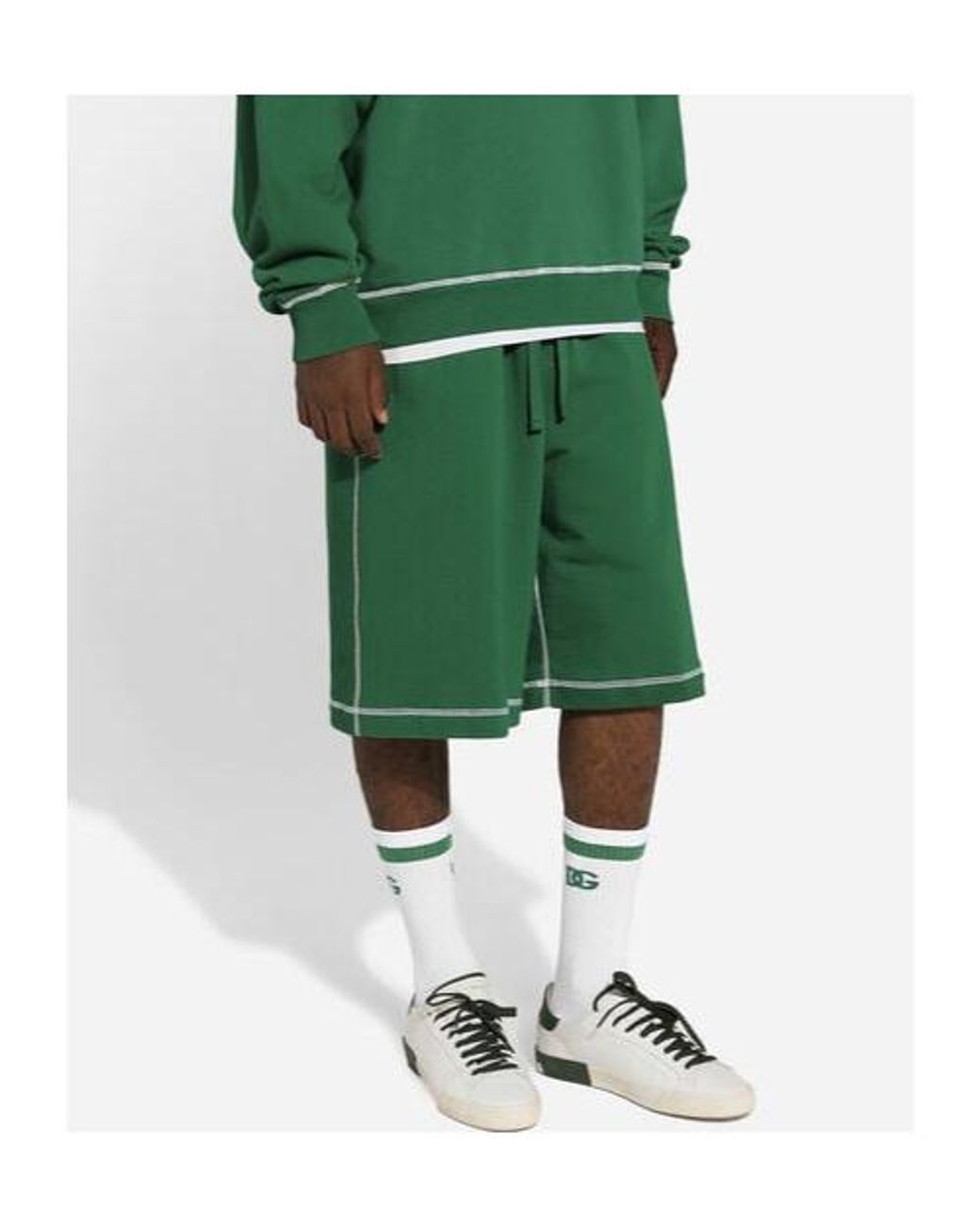Dolce & Gabbana Green Logo Printed Bermuda Shorts for men