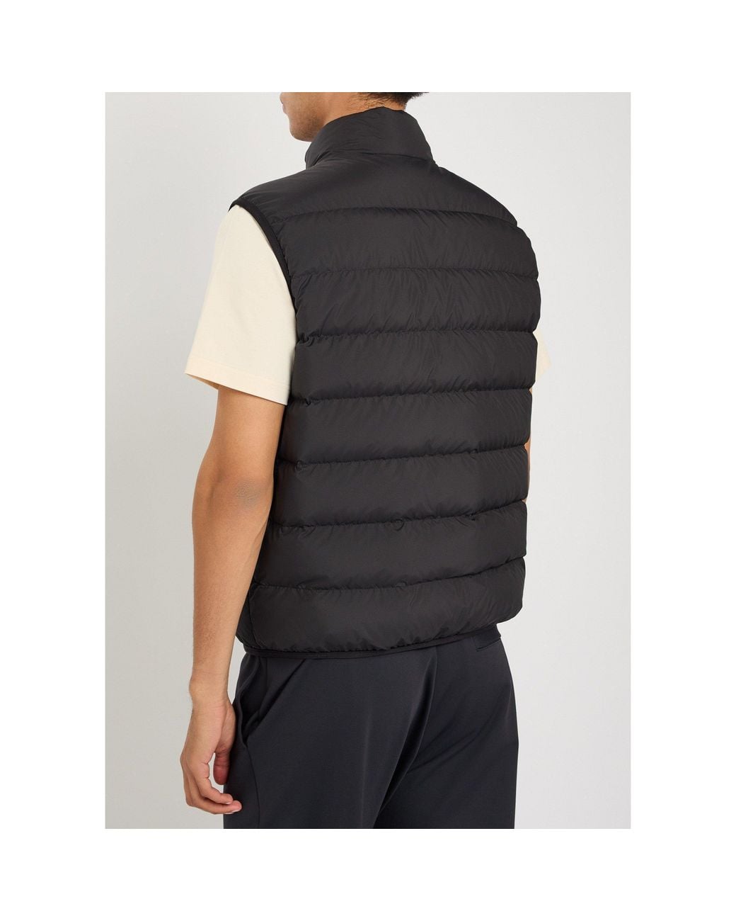 Moncler Black Horizontal Quilting Stand-Collar Down Vest for men