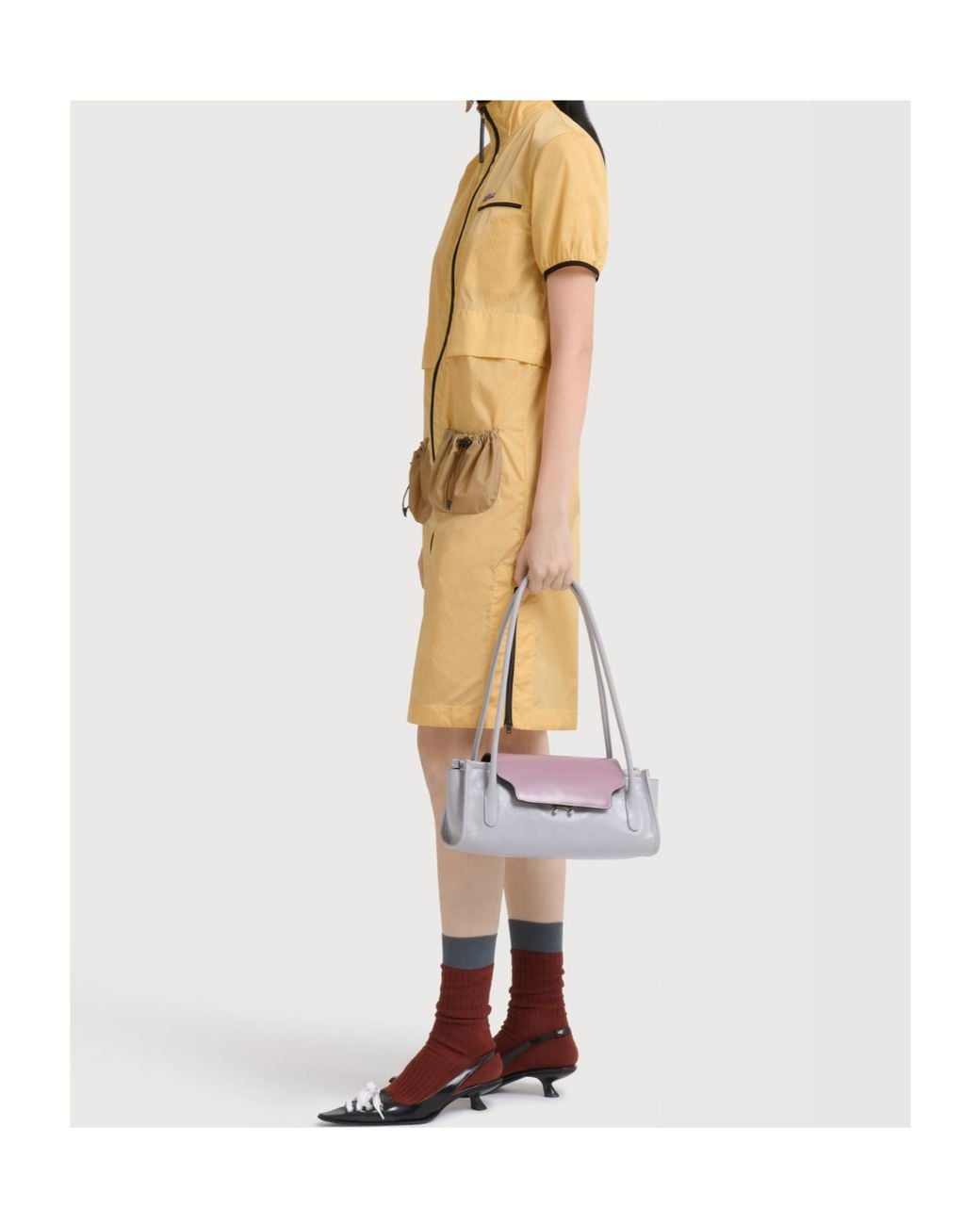 Marni Yellow Ripstop Zip-Front Dress