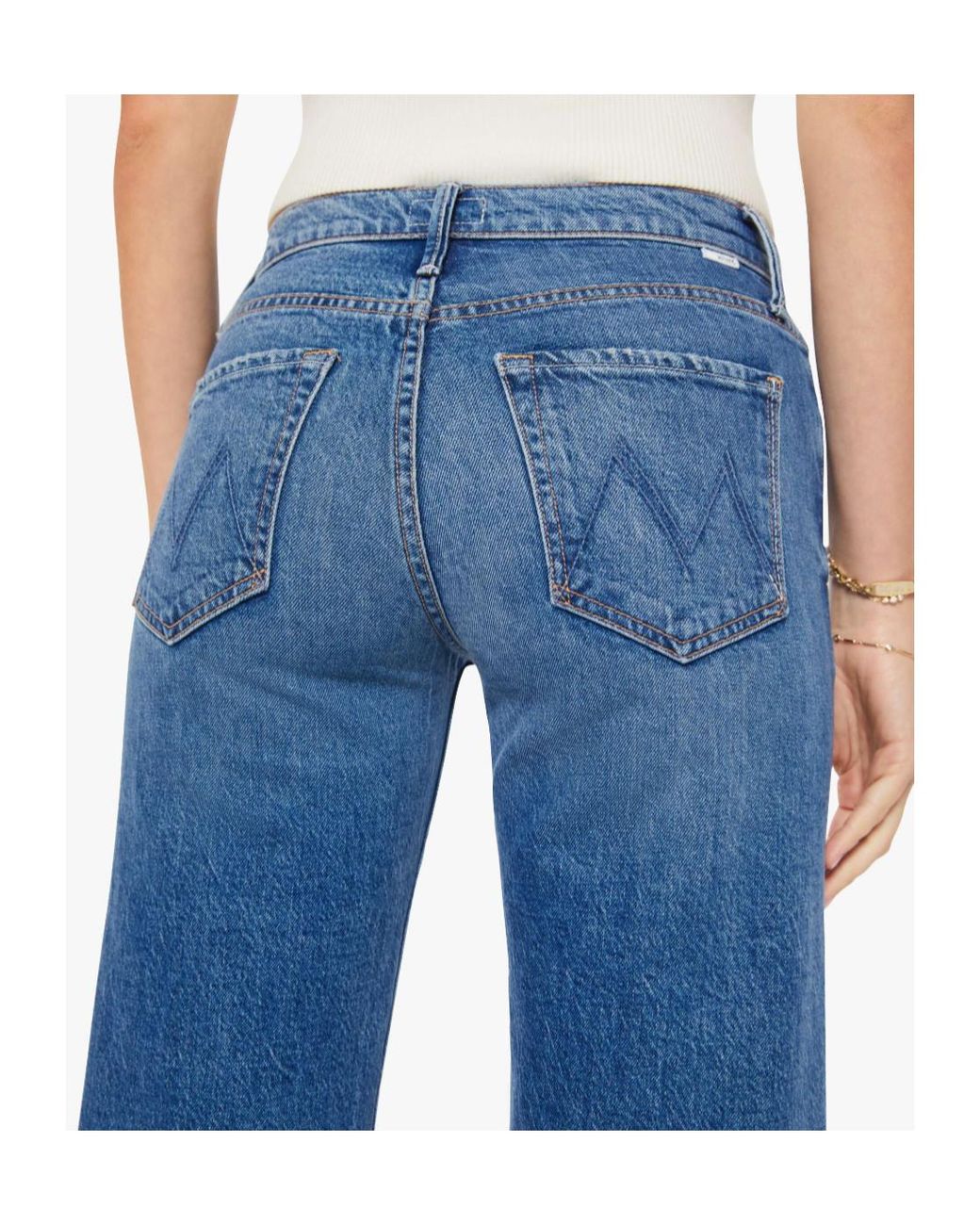 Mother Blue The Mid Rise Maven Flood Wide-Leg Jeans