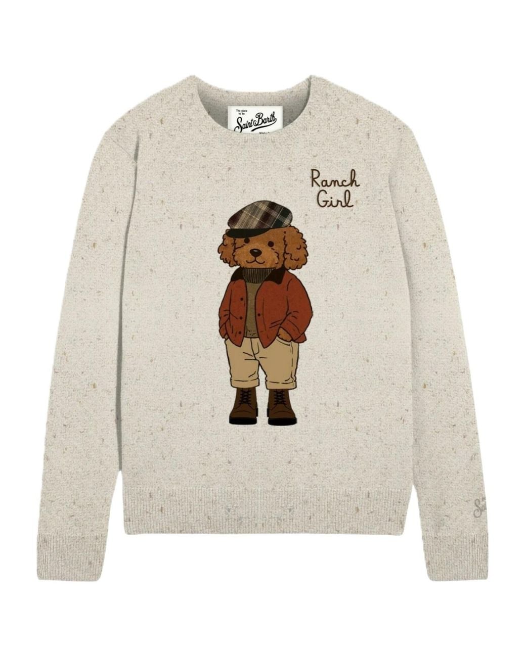 Mc2 Saint Barth White Ranch Girl Intarsia Knitted Sweater