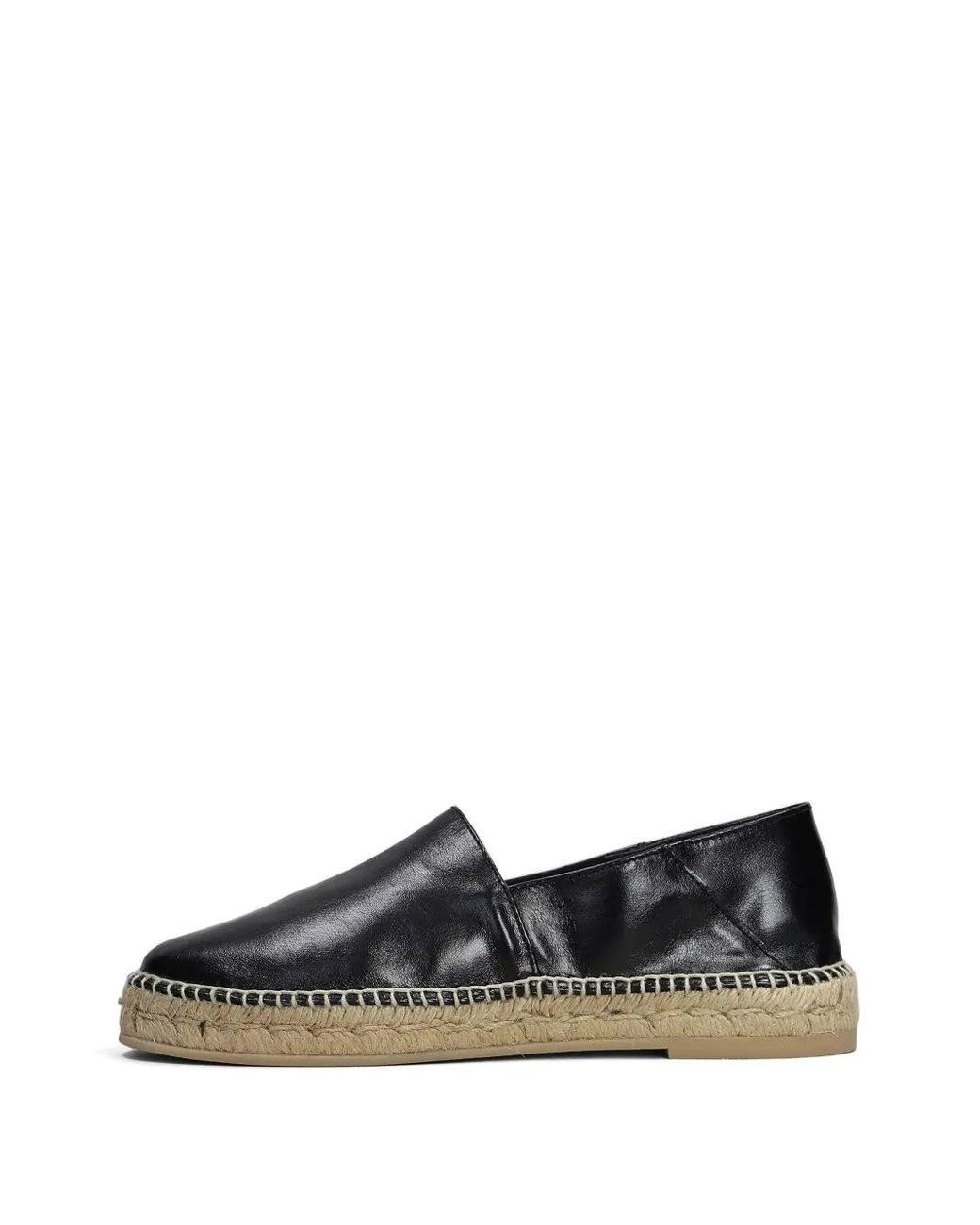 AMI Black Leather Espadrilles for men