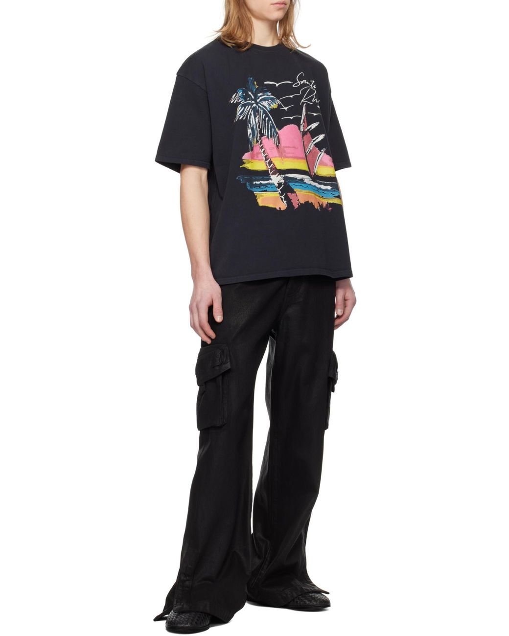 Rhude Black Sunset Graphic T-Shirt for men
