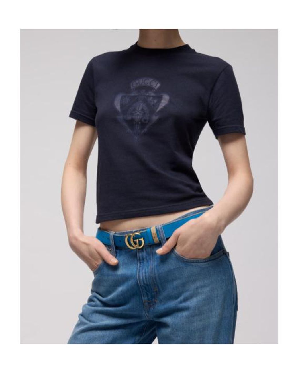 Gucci Blue Reversible Gg Marmont Belt