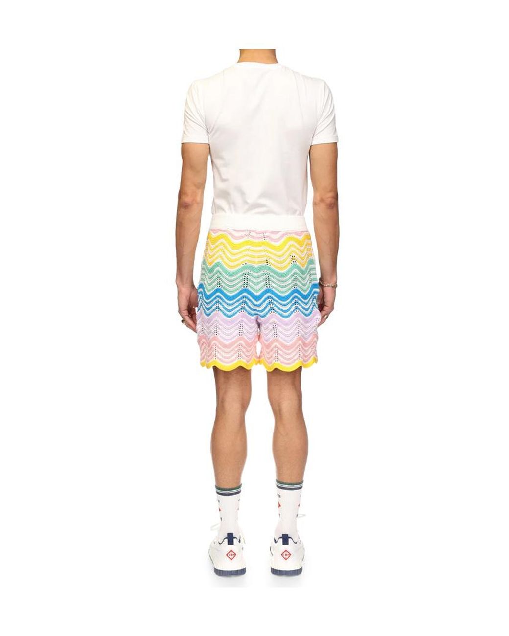 Casablanca Blue Gradient Wave Knit Shorts for men
