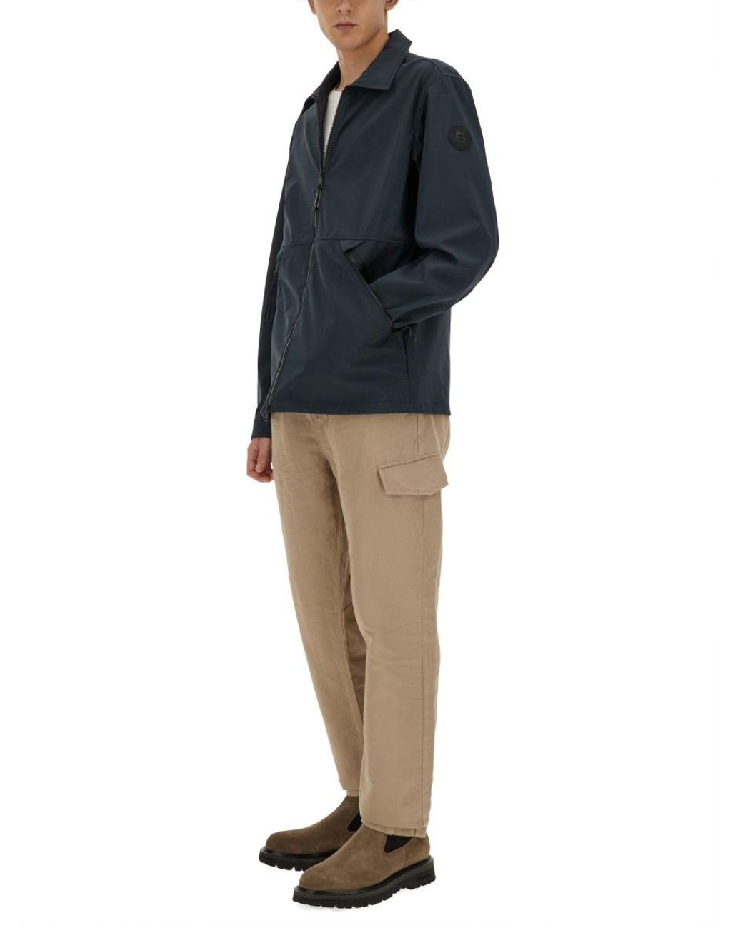 Woolrich Blue Zip-Up Long-Sleeved Jacket for men