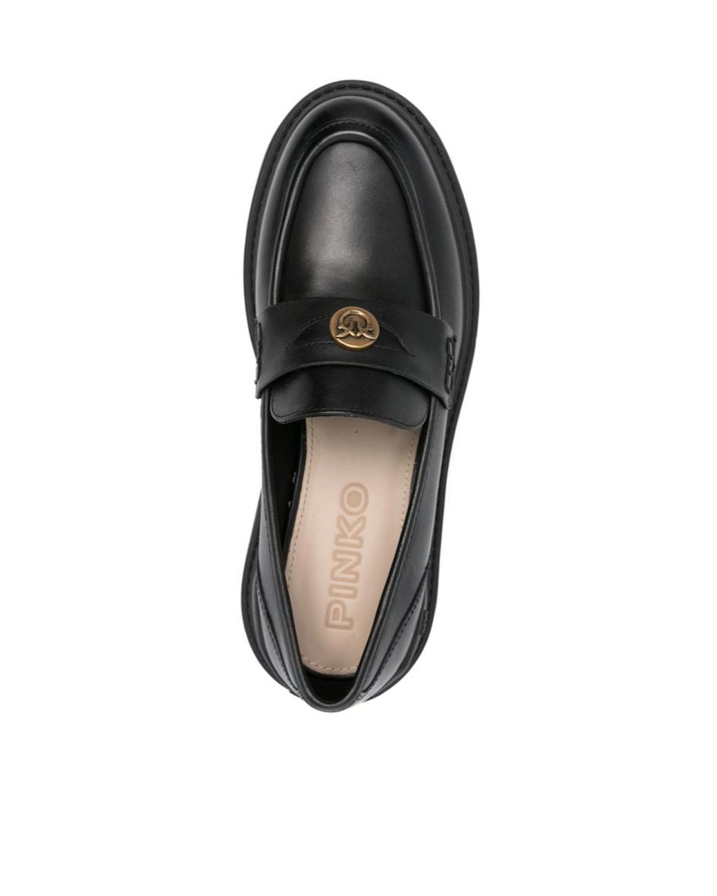 Pinko Black Round Toe Loafers