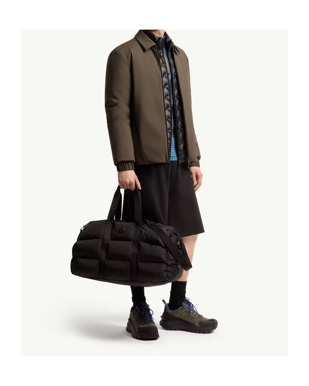 Moncler Black Padded Quilted Duffel Bag for men