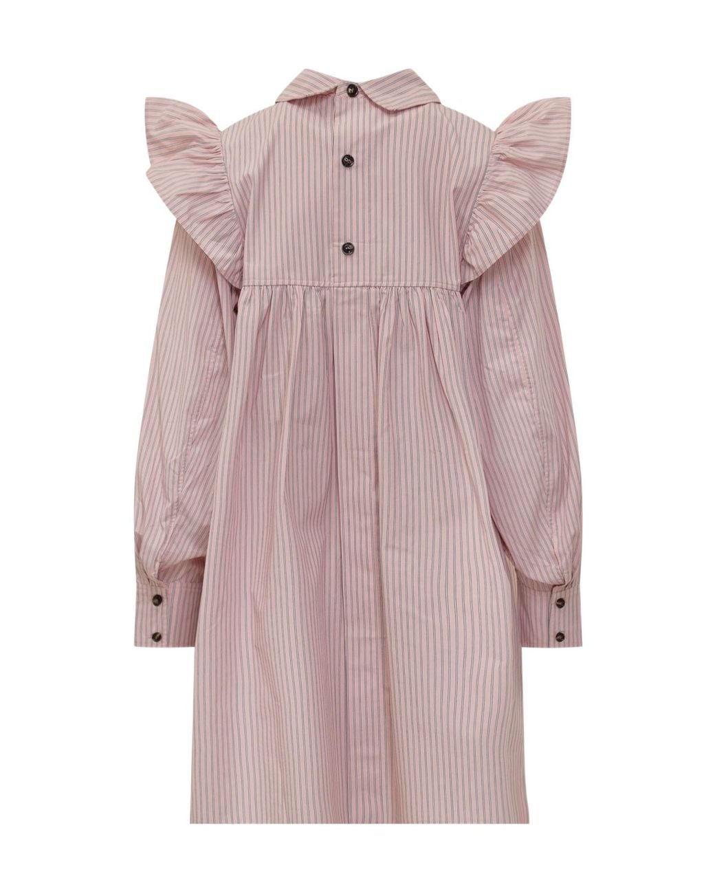 Ganni Purple Long Sleeved Striped Mini Shirt Dress