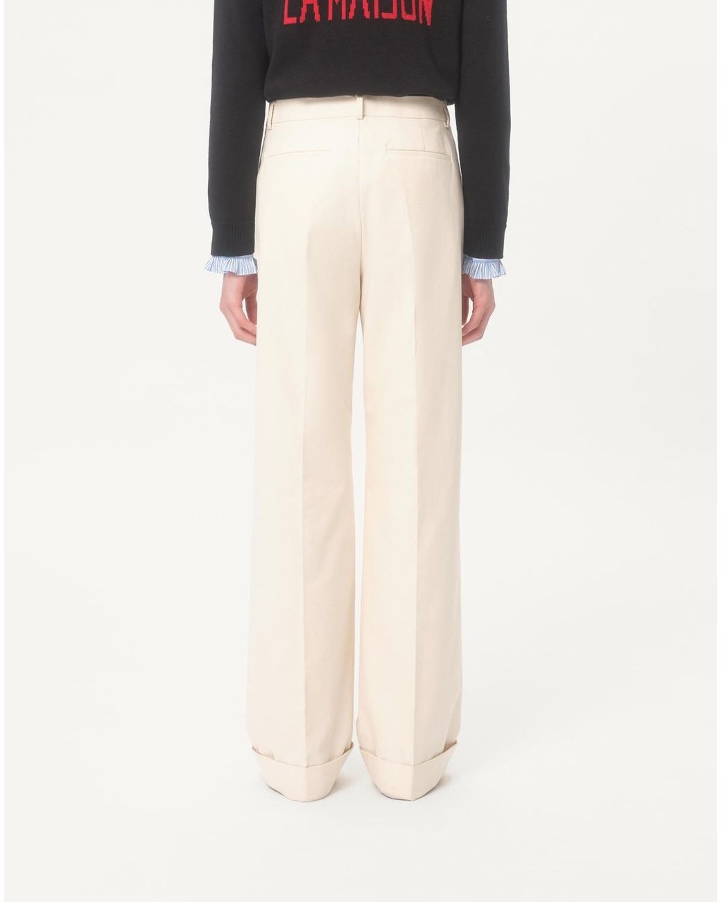 Valentino White Turn-Up Hem Wide Leg Pants for men