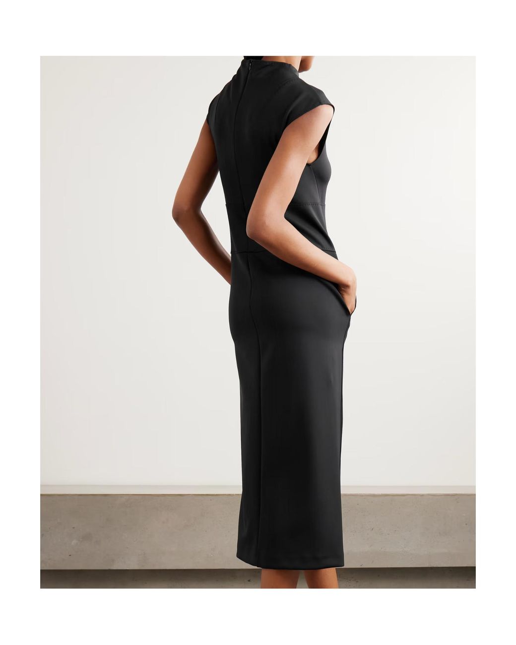 Max Mara Black Fatto Paneled Stretch-Jersey Midi Dress