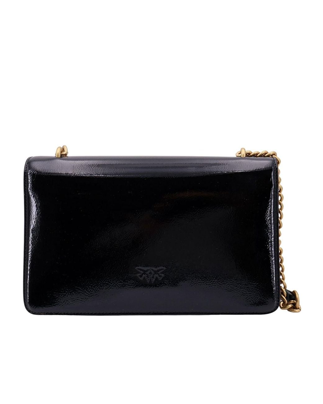 Pinko Black Love Birds Foldover Top Shoulder Bag