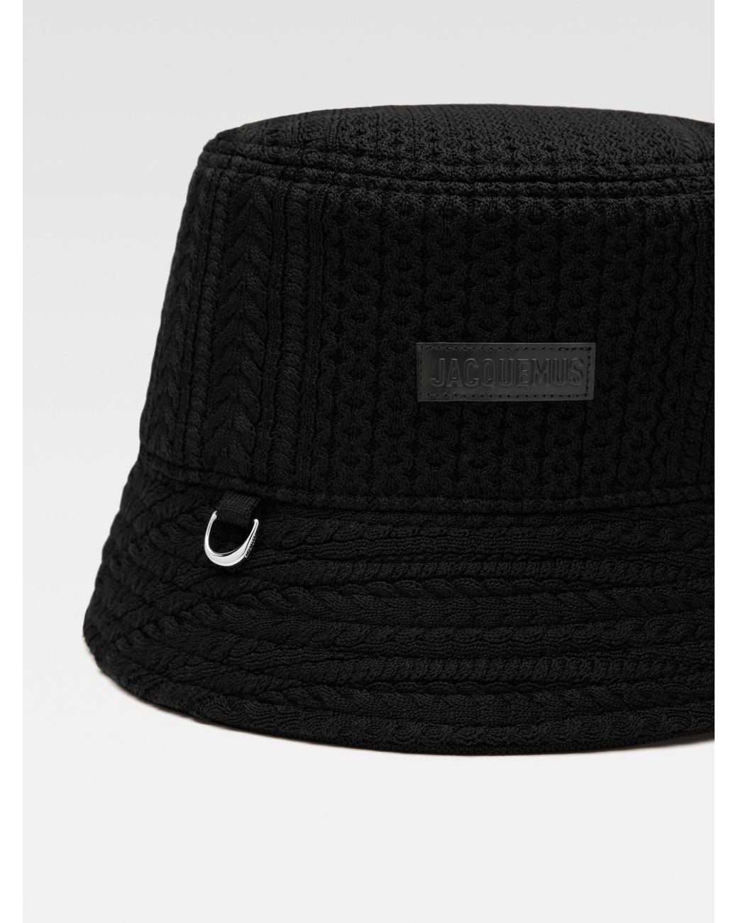 Jacquemus Black Textured Bucket Hat for men