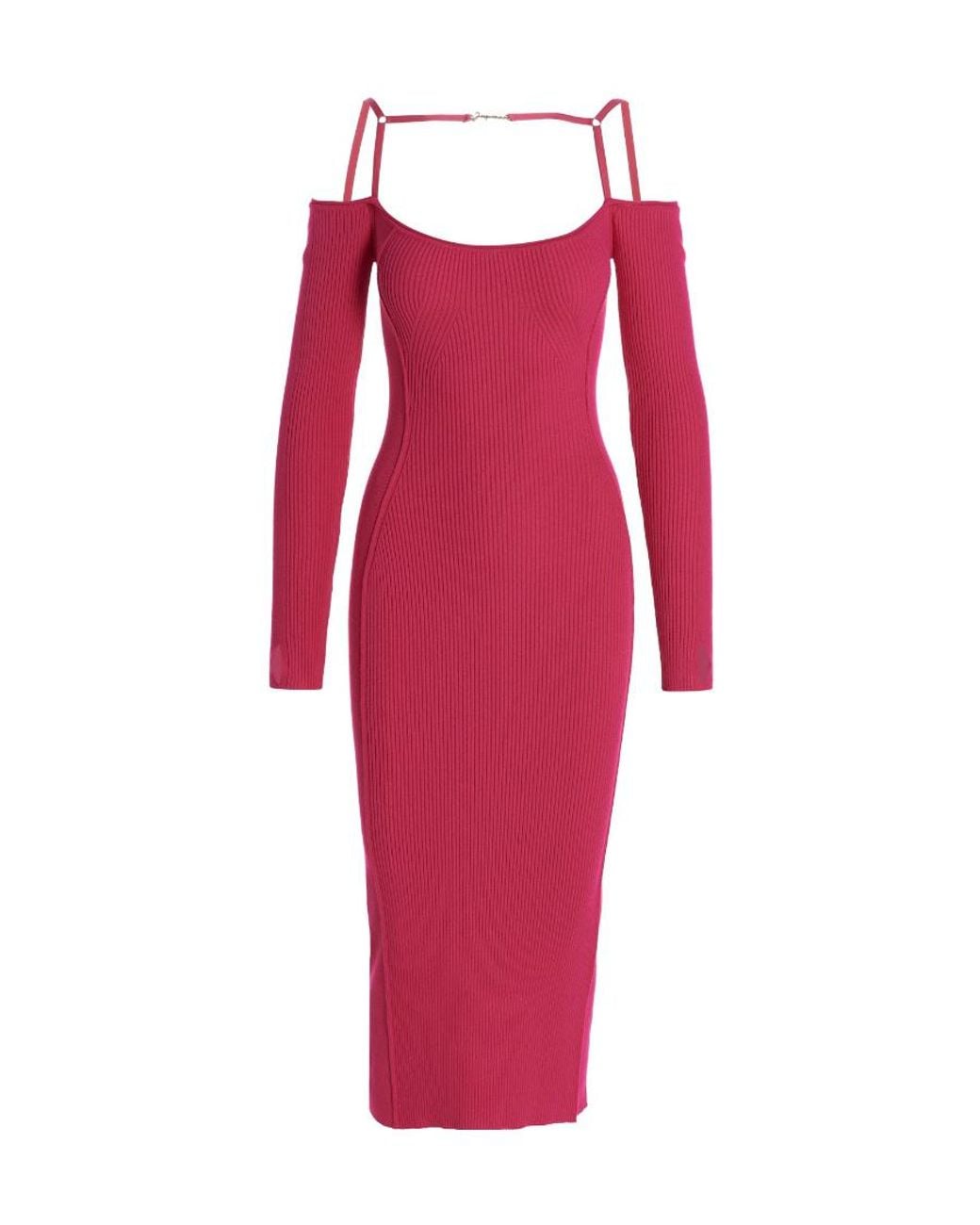 Jacquemus Red Logo Knitted Dress