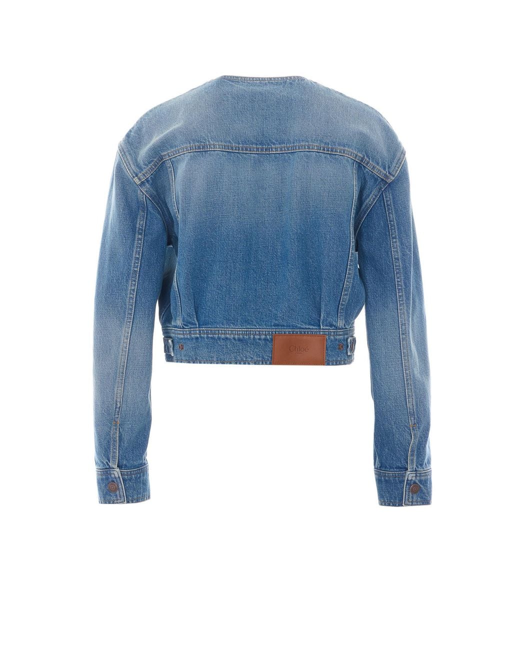 Chloé Blue Chloé Collarless Cropped Denim Jacket