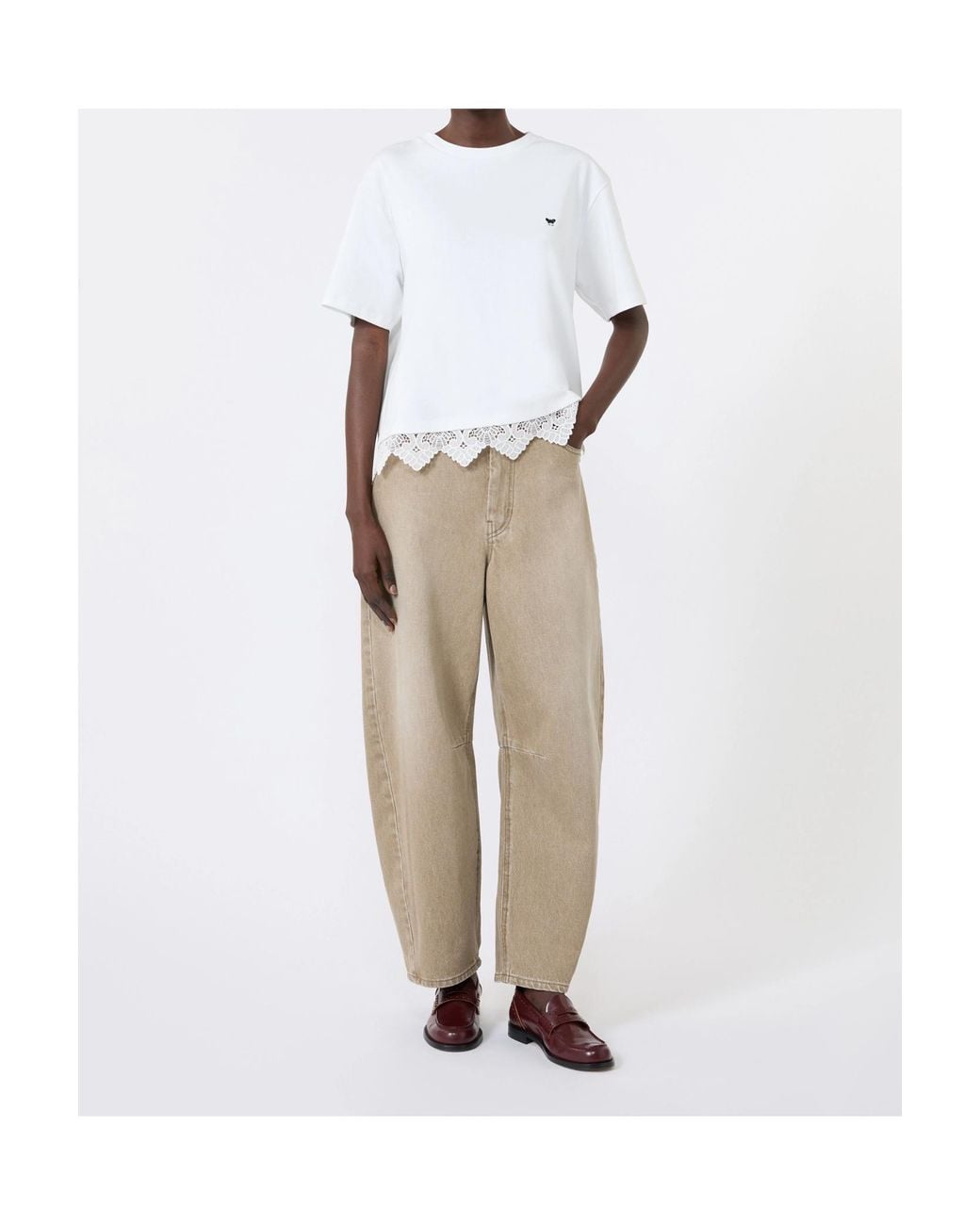 Weekend by Maxmara White Lace Trim Boxy T-Shirt