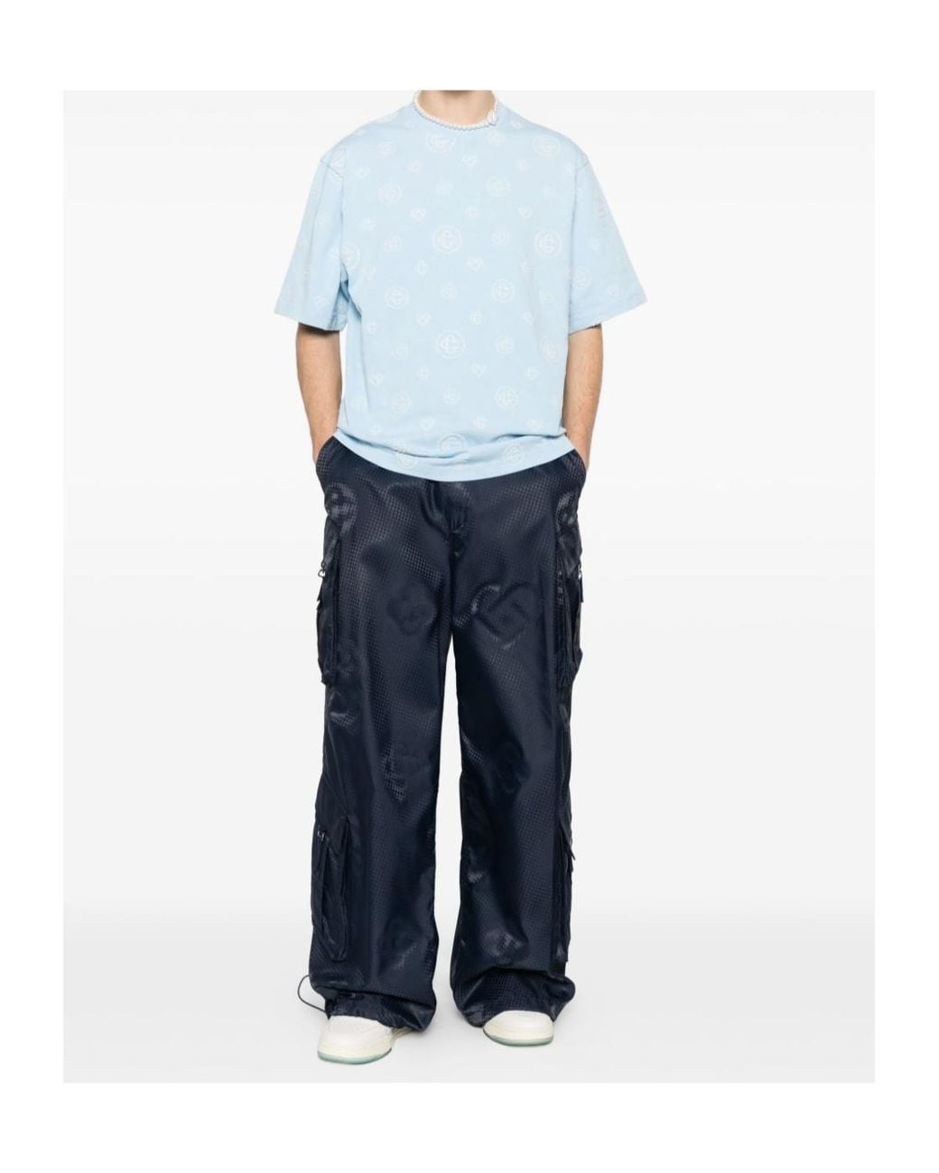 Casablanca Blue All Over Printed Short Sleeve T-Shirt for men