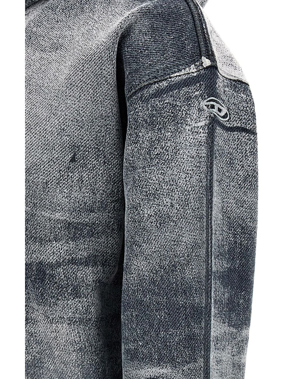 DIESEL Gray Patent Leather Hoodie Sweatshirt for men