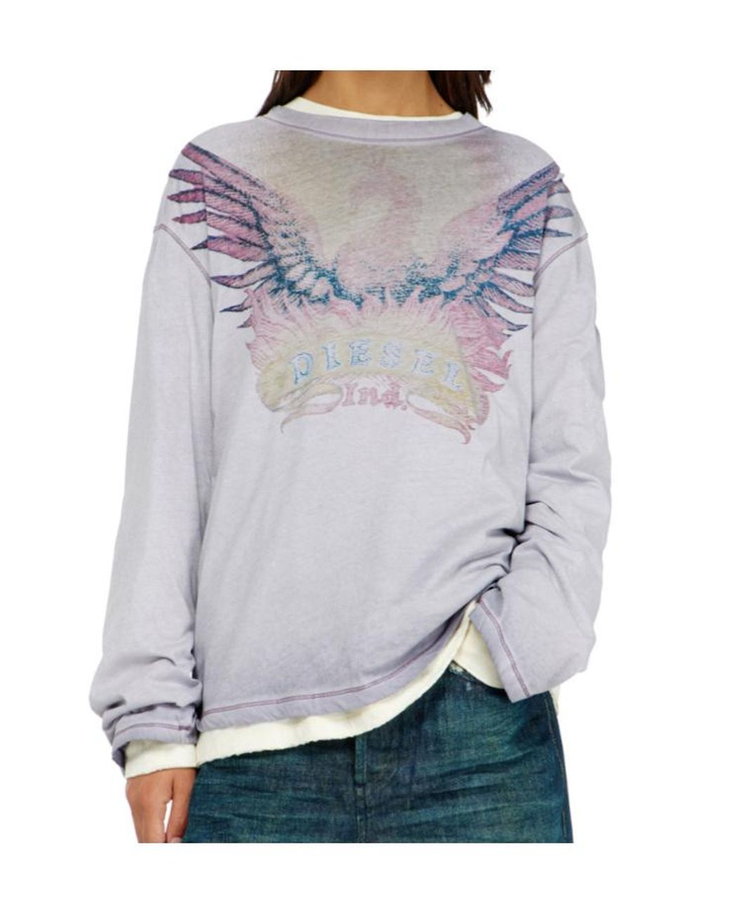 DIESEL Purple Thilary Long Sleeve Graphic T-Shirt