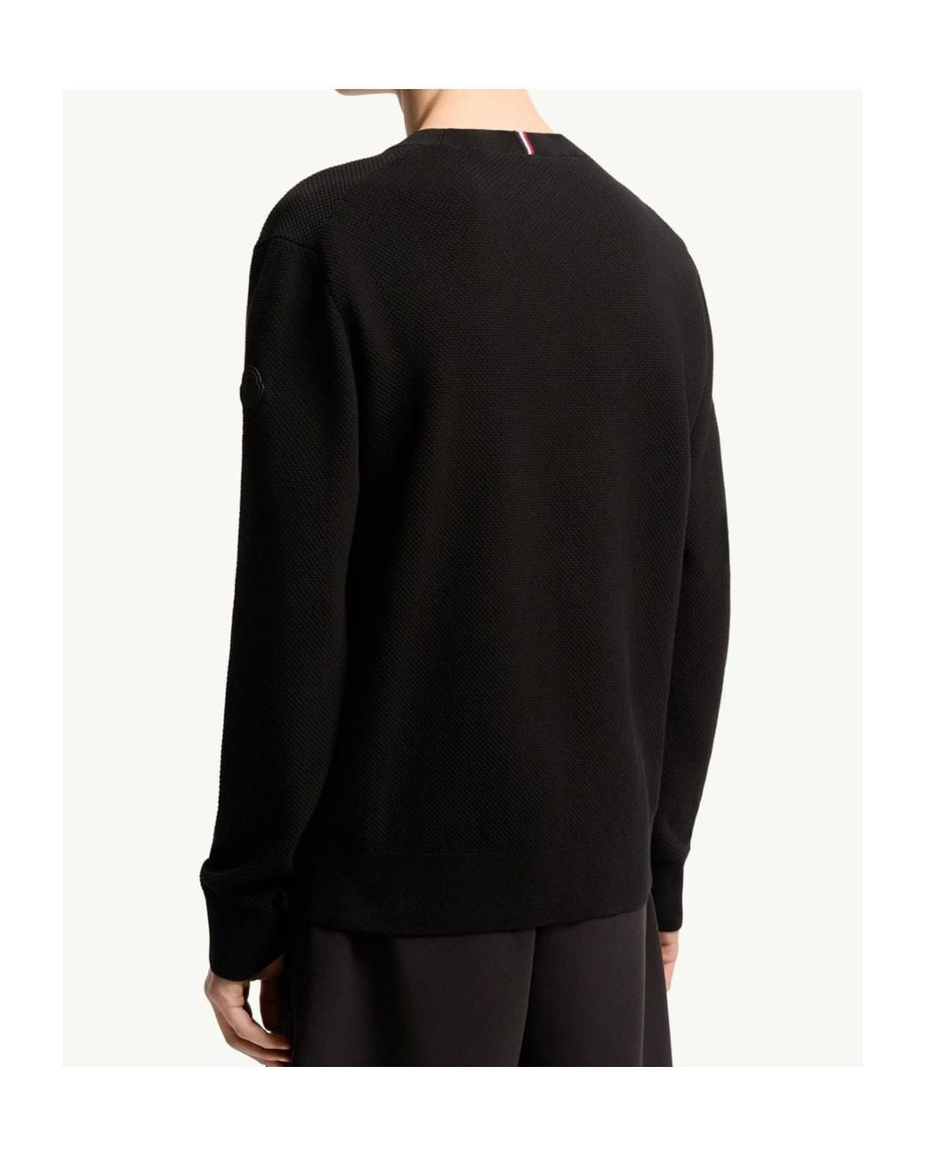 Moncler Black Textured Crew-Neck Knitted Jumper for men