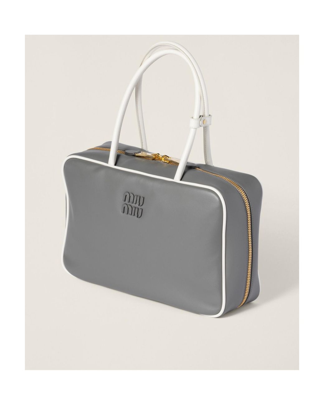 Miu Miu Gray Beau Zipped Tote Bag