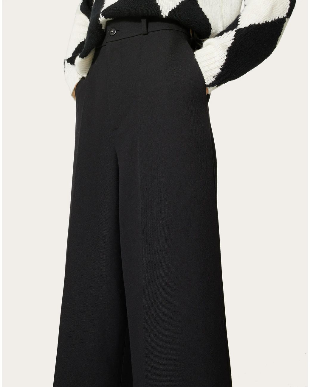 Valentino Black Straight-Leg Wool Trousers