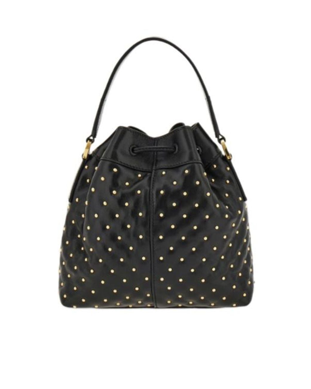 Ferragamo Black Ferragamo Studded Drawstring Bucket Bag