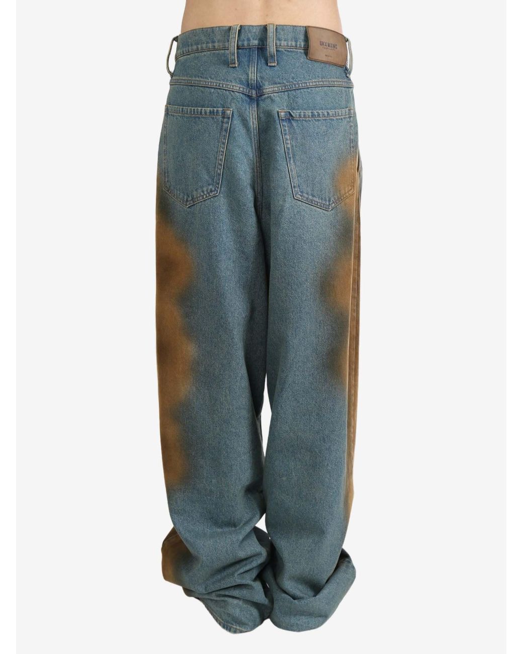 Uma Wang Blue Tie-Dyed Printed Jeans Pants for men