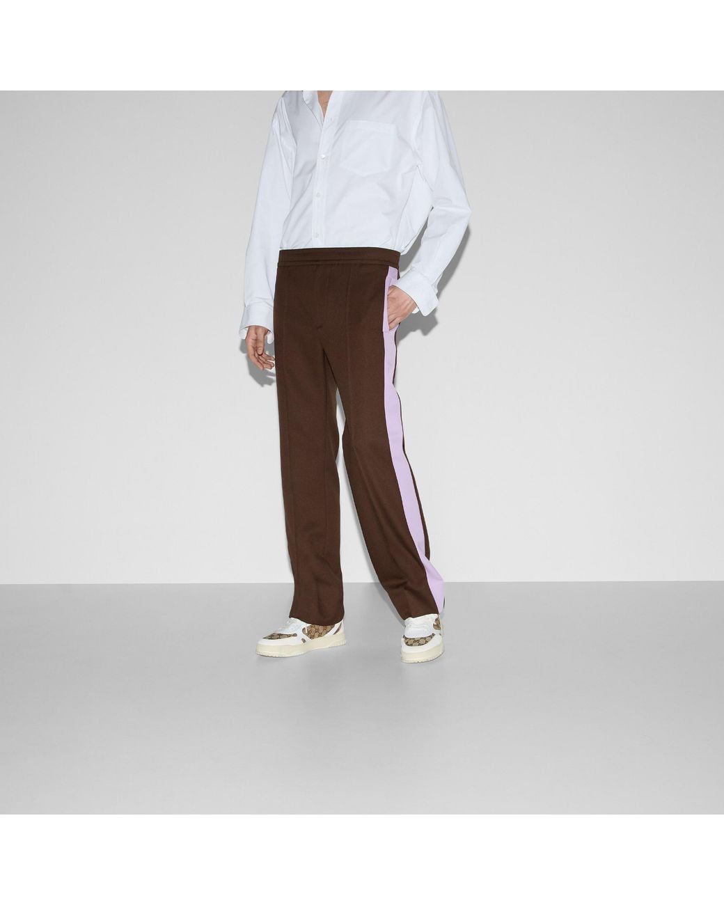 Gucci Brown Stripe Detailed Pants for men