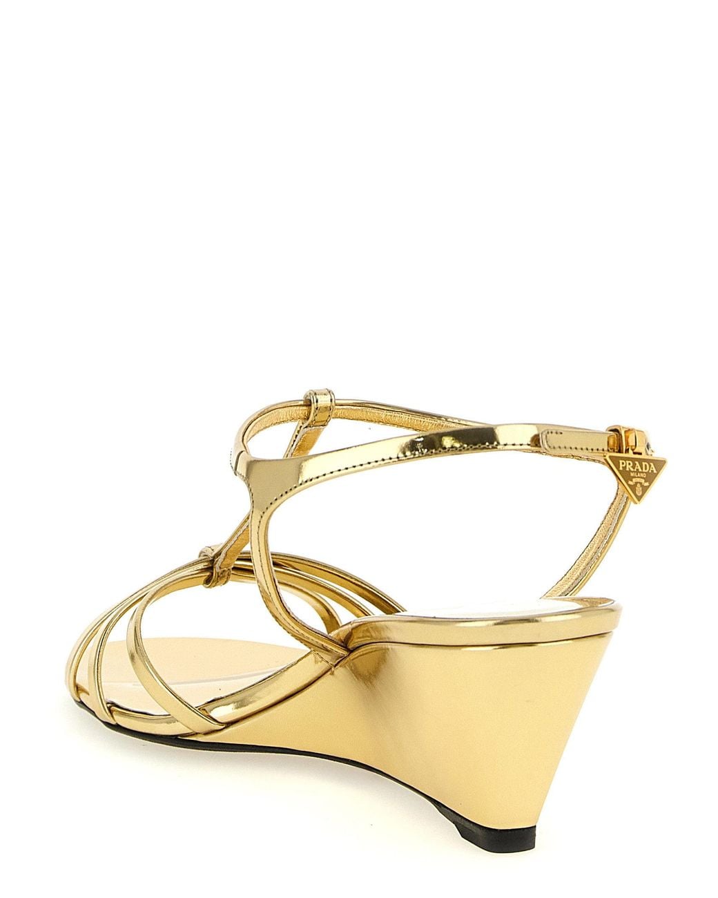 Prada Metallic T-Strap Buckle-Fastened Sandals