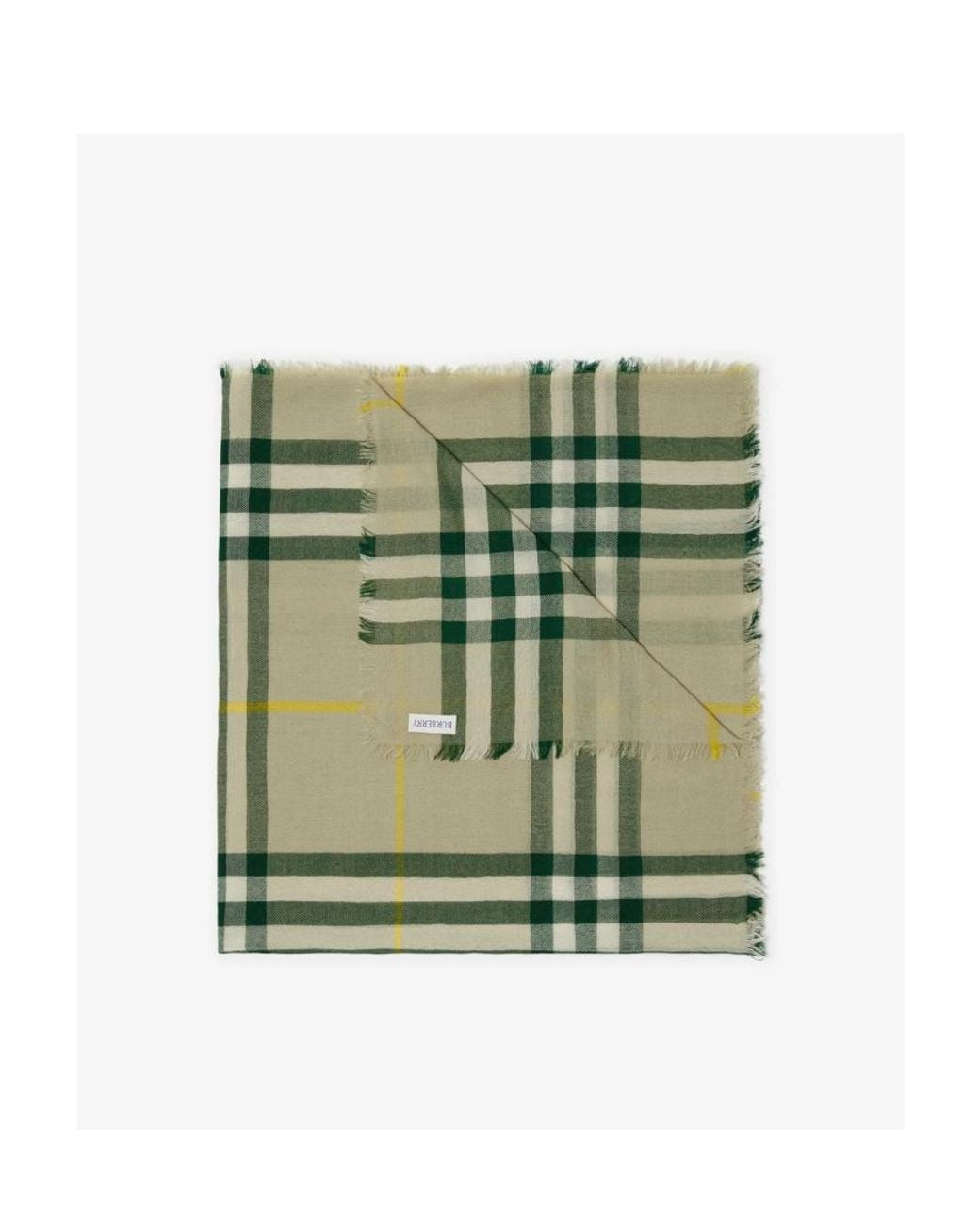 Burberry Green Vintage Check Fringed-Edge Scarf for men