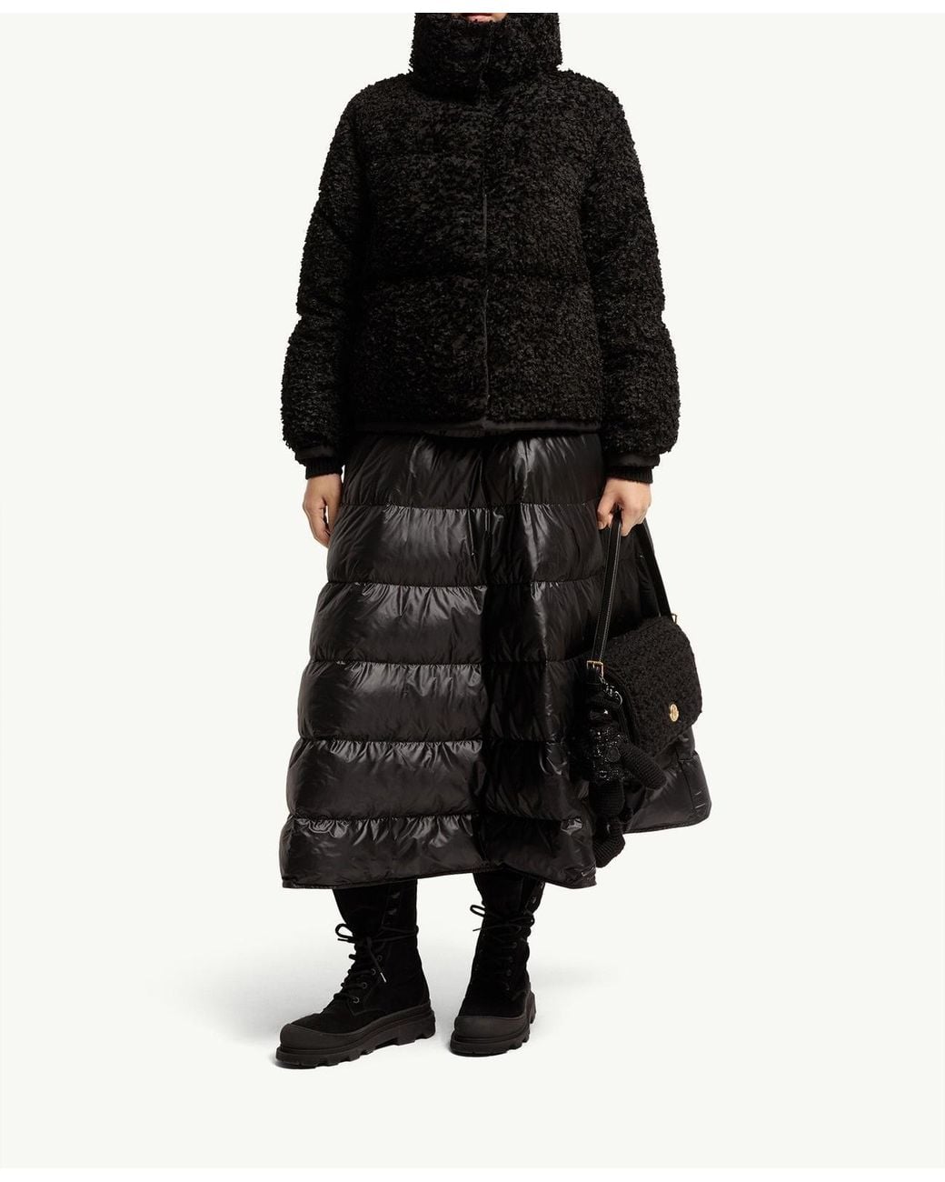 Moncler Black Sittelles Bouclé Down Jacket