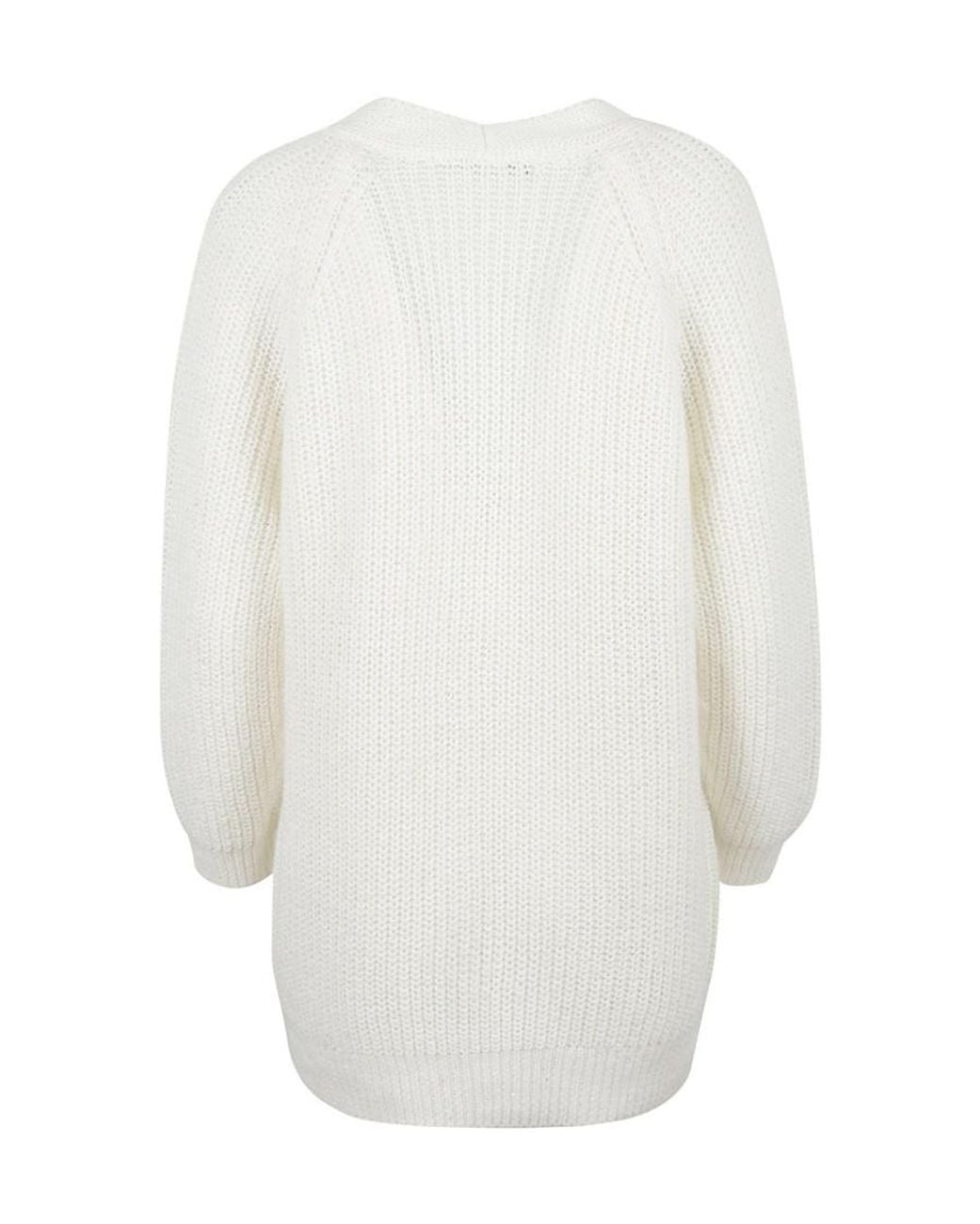Fabiana Filippi White Oversized Knitted Buttoned Cardigan