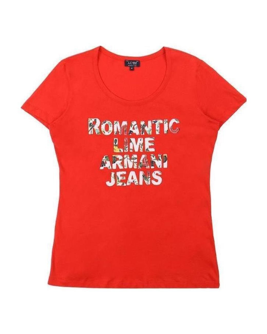 Armani Jeans Red Crew-Neck Logo T-Shirt