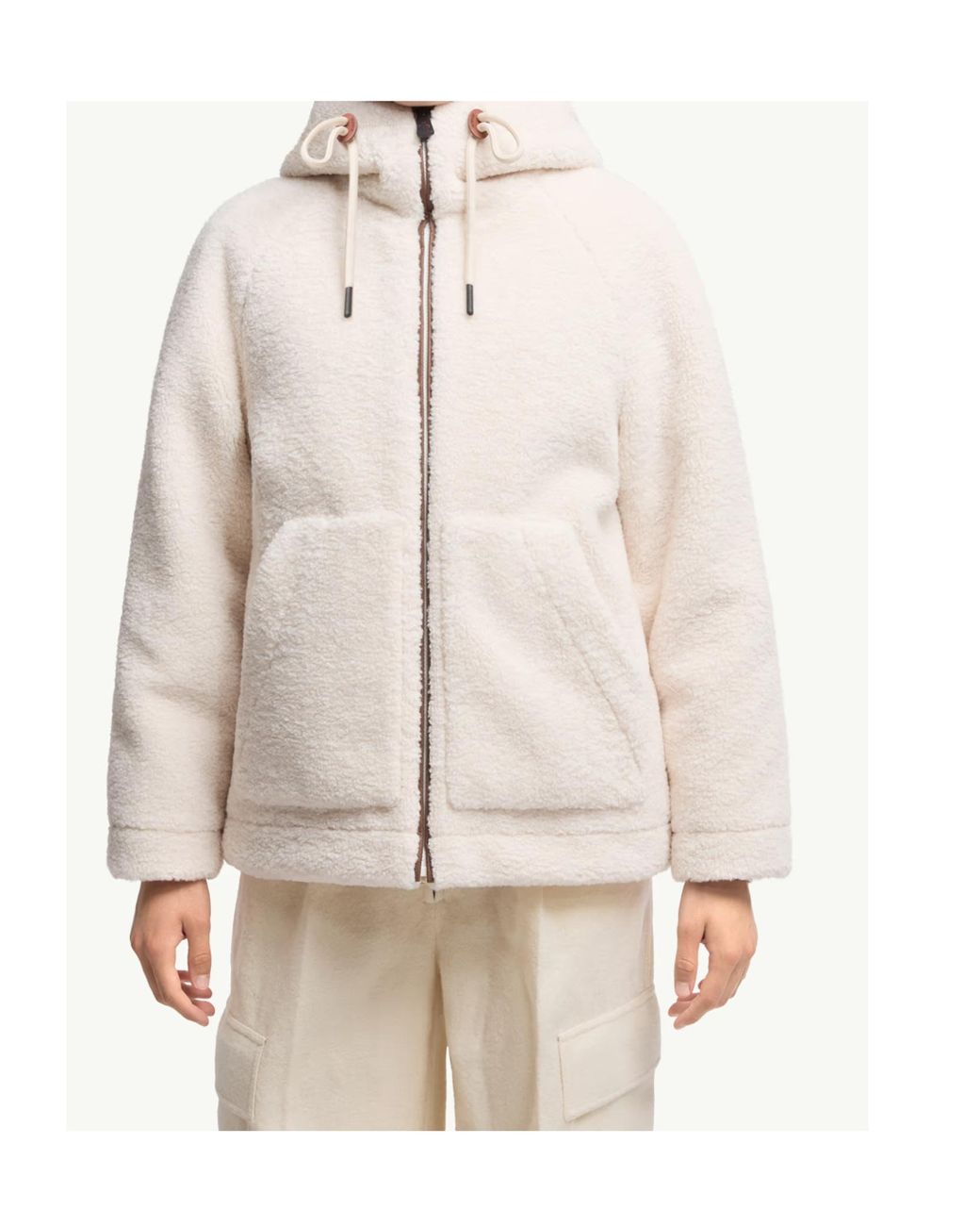 Moncler Natural Grenoble Zip-Up Drawstring Jacket