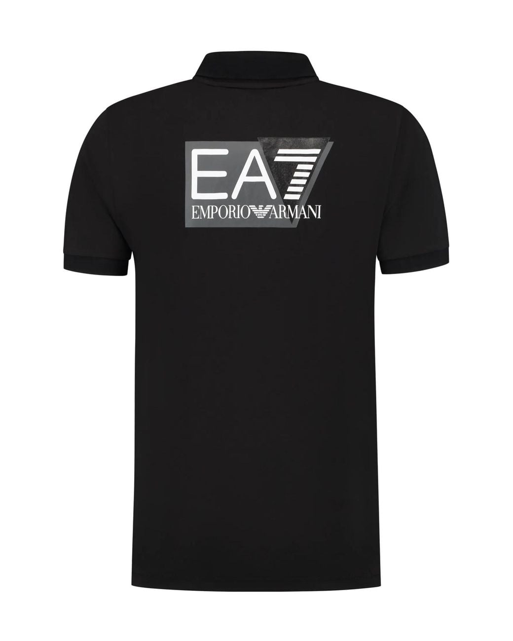 EA7 Black Logo Print Polo Shirt for men