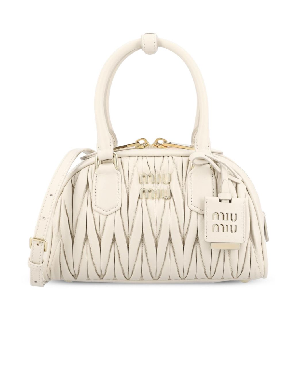 Miu Miu Natural Matelassé Zipped Tote Bag
