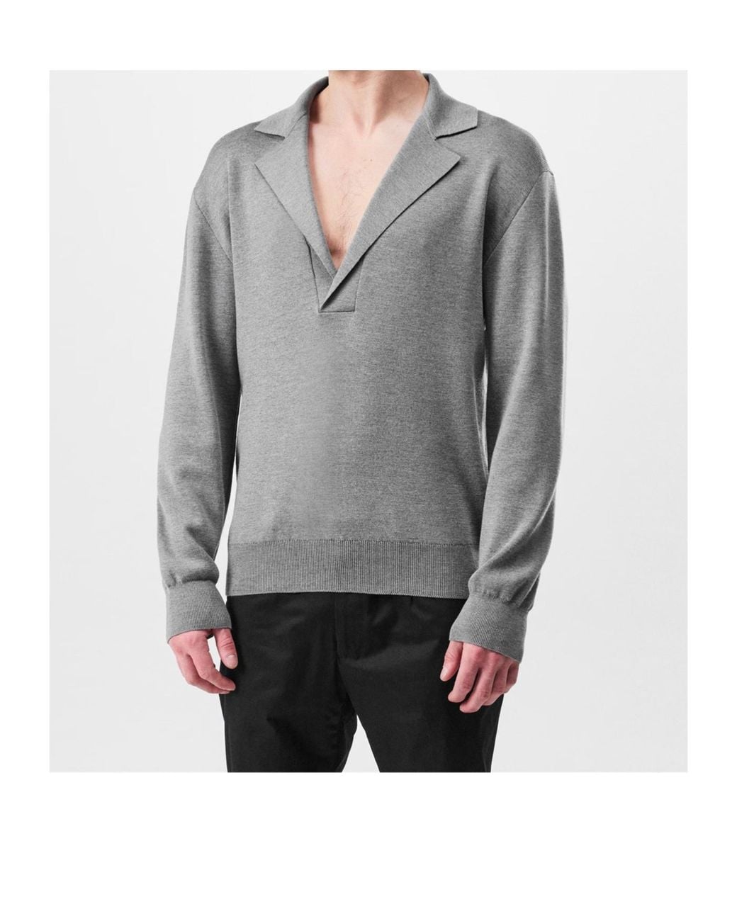 Dolce & Gabbana Gray Wool V-Neck Sweater With Dg Embroidery for men