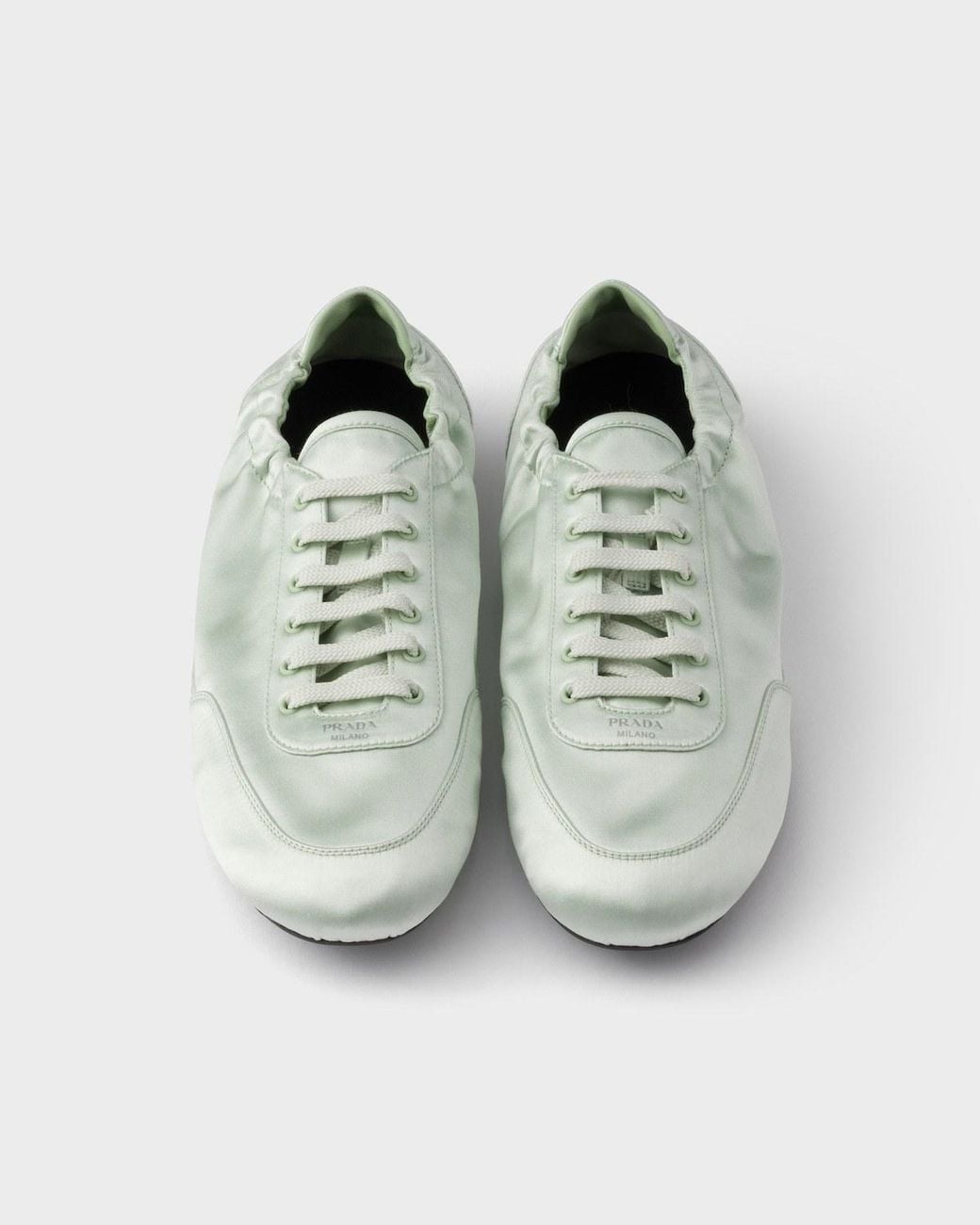Prada White Collapse Lace-Up Sneakers