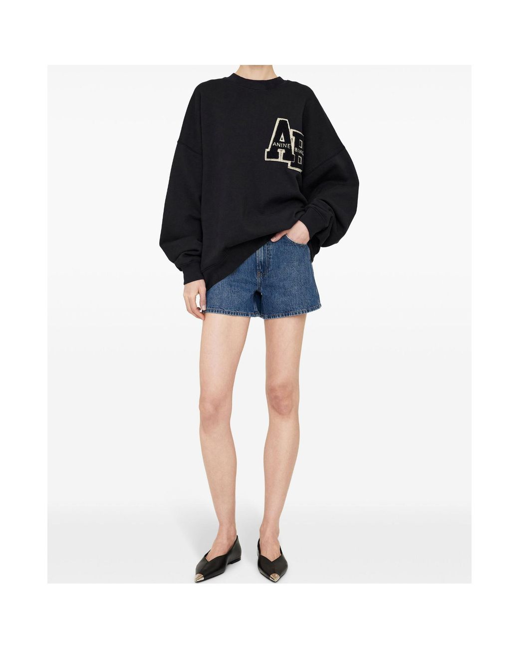 Anine Bing Black Miles Long-Sleeved Hoodie