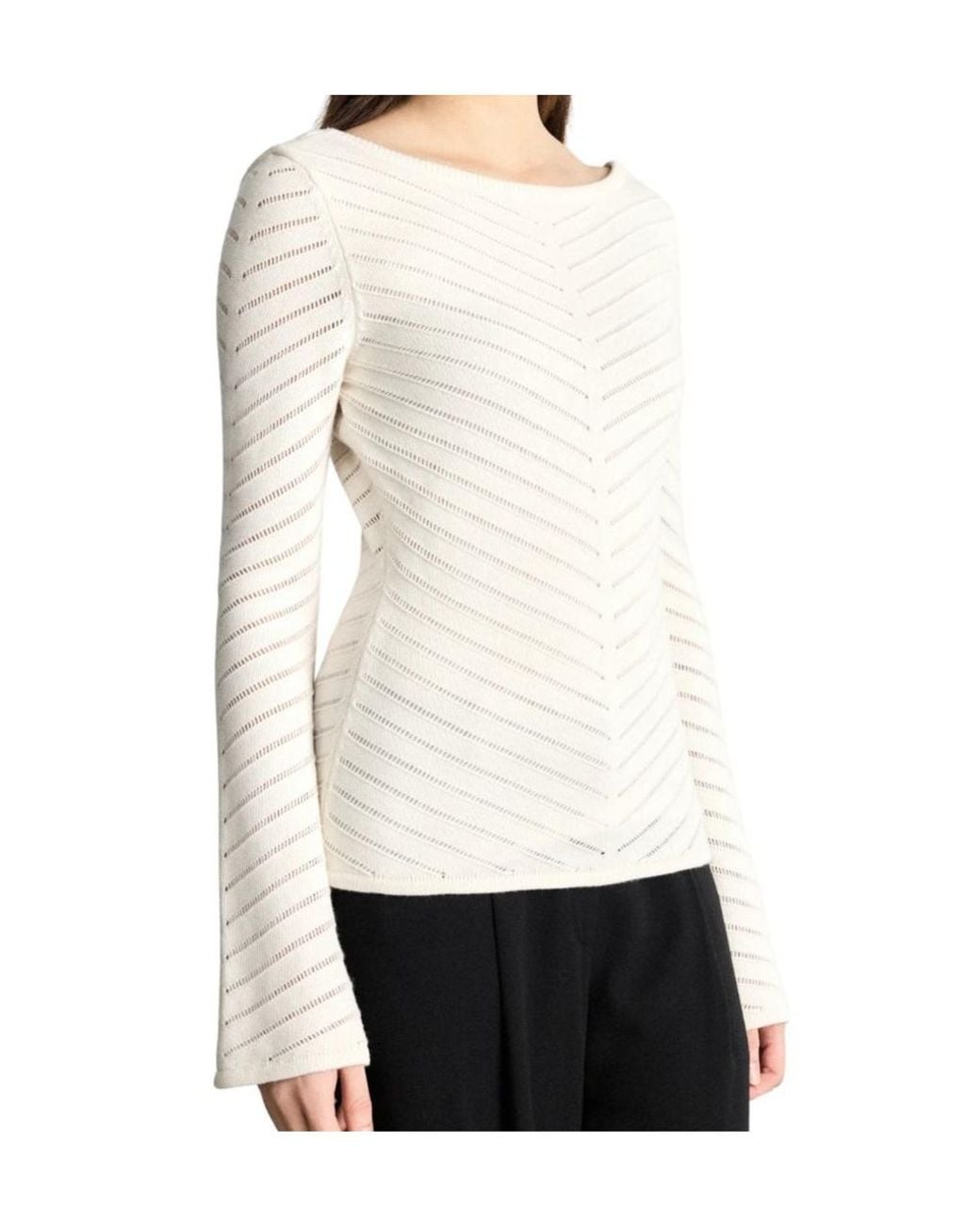 Boss White Chevron-Pattern Blouse