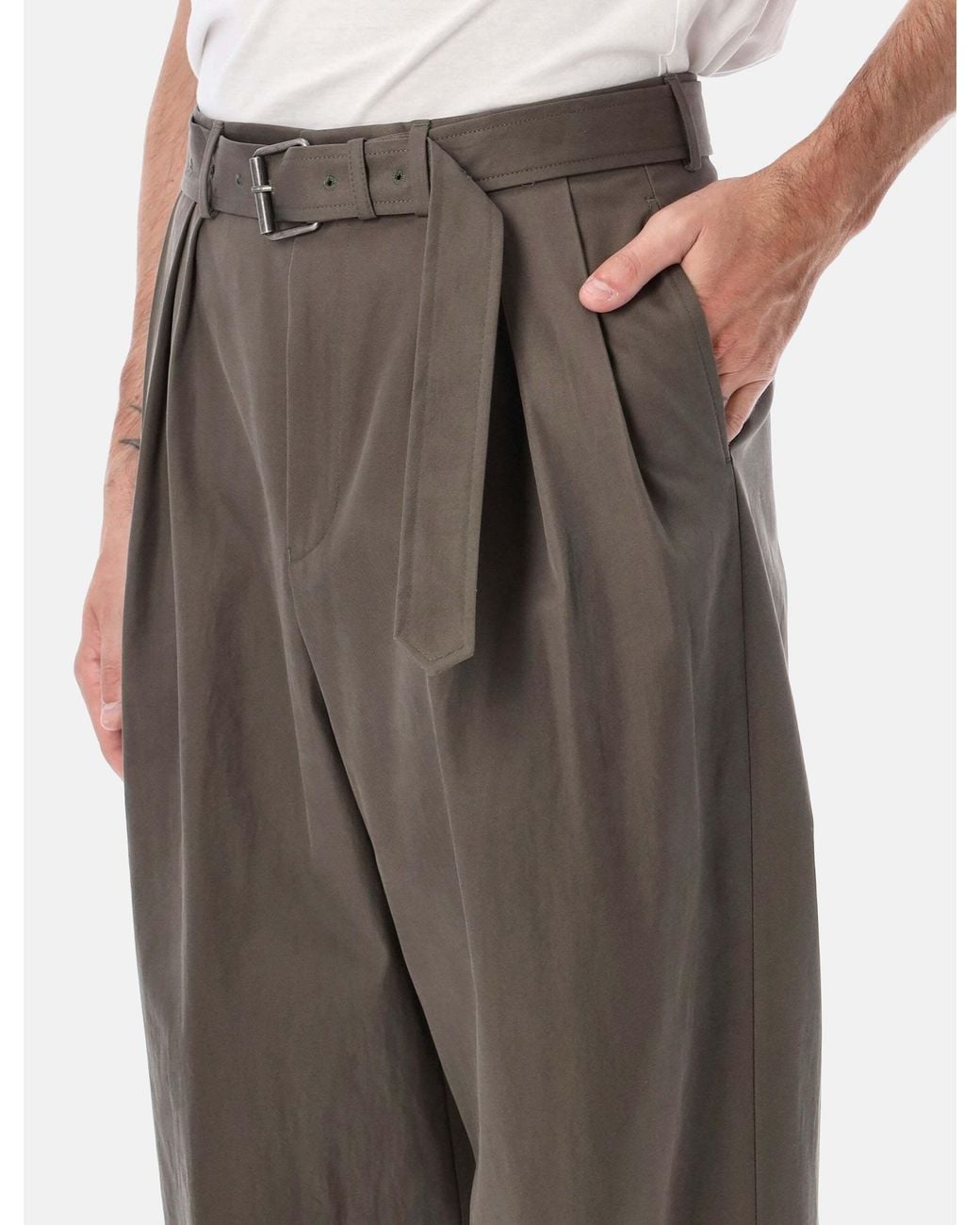 Dries Van Noten Brown Preaches Pleated Belted Pants for men