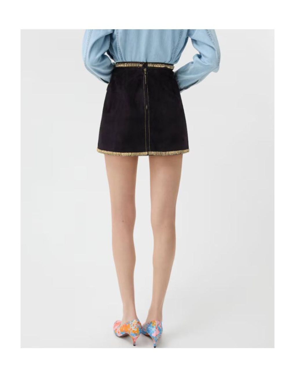 Versace Black Embroidered Mini Skirt