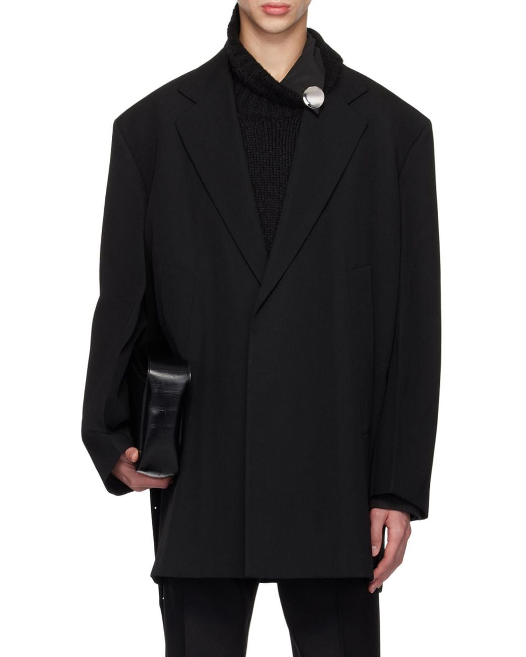 Jil Sander Black Concealed Button Coat for men