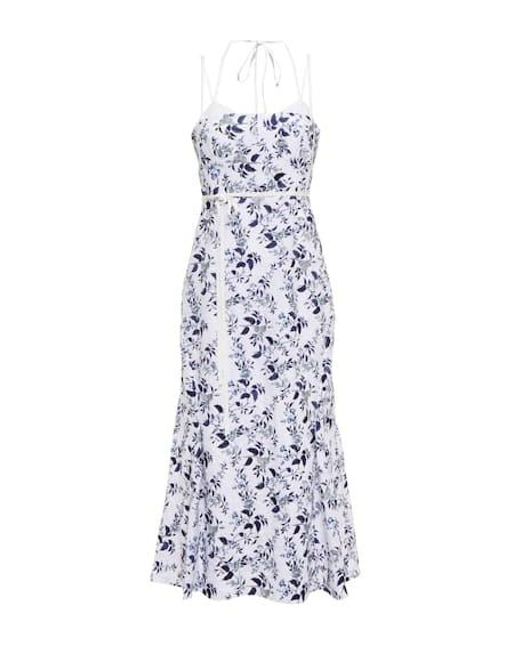 Erdem White Otto Embroidered Linen Midi Dress