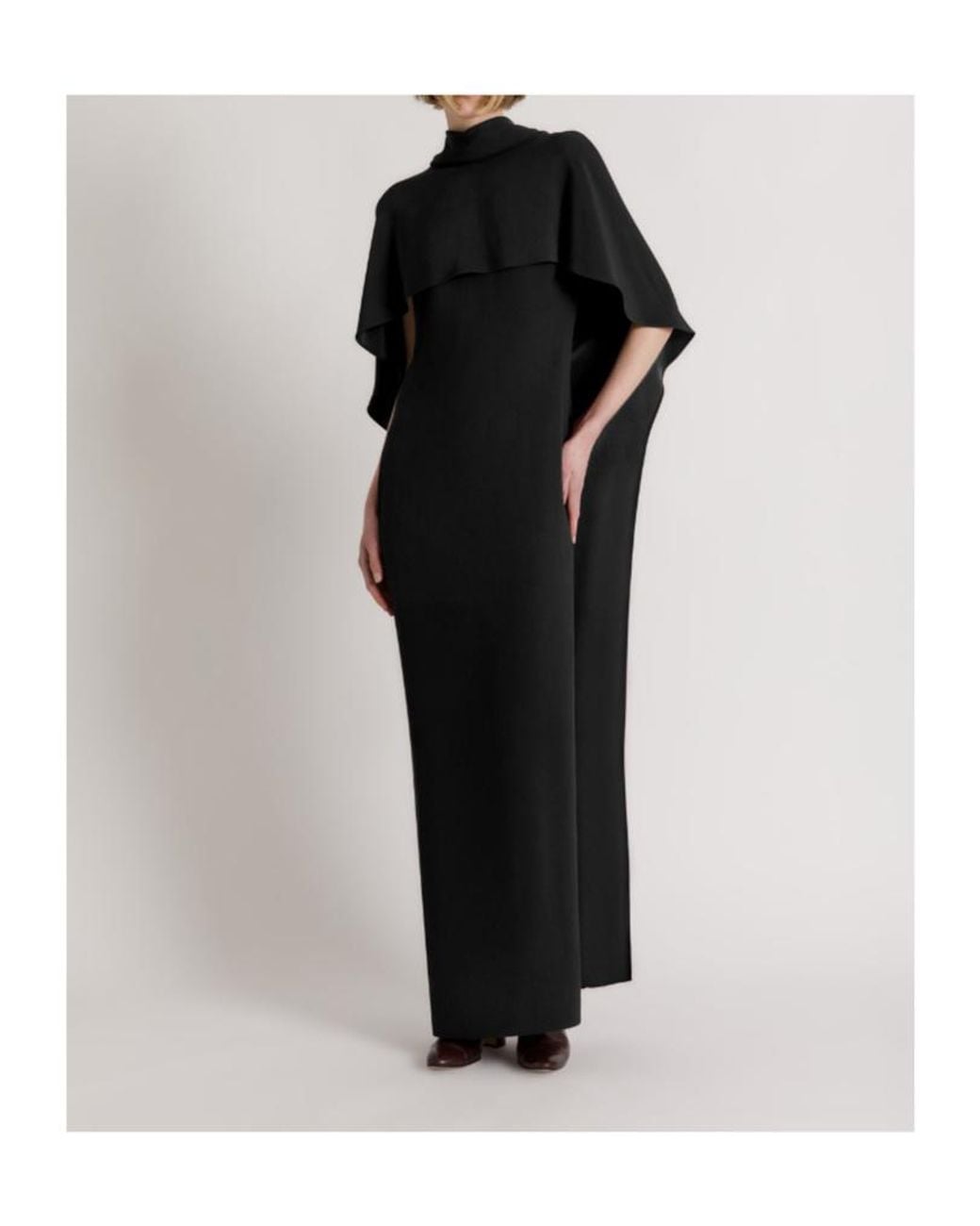 Alberta Ferretti Black Long Dress With Cape Detail And Back Bow