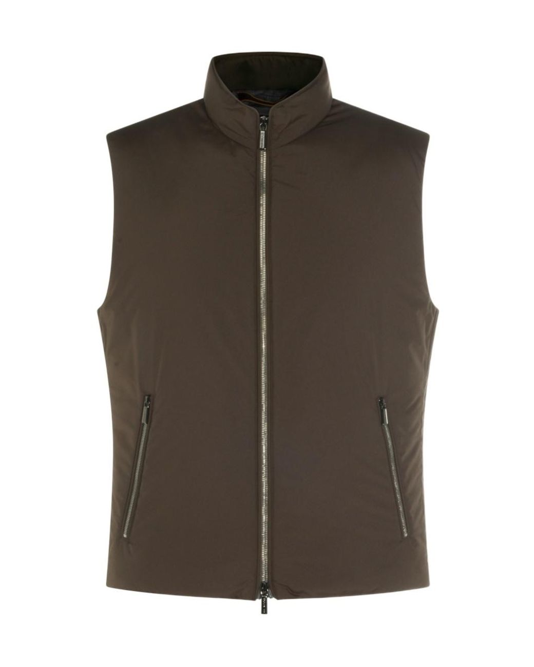 Moorer Brown Zip-Up Stand-Collar Gilet for men